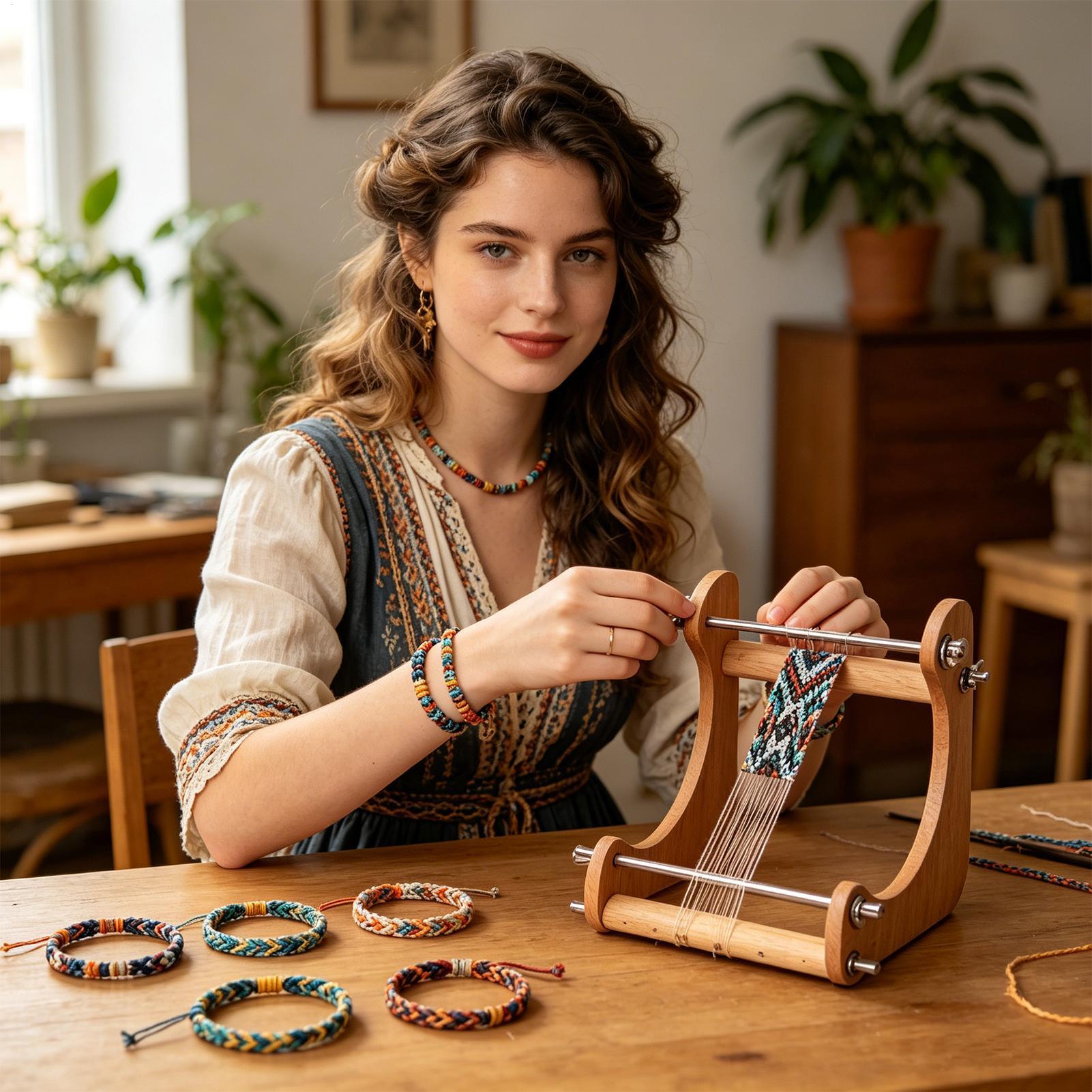 Jewelry Making Workshop - 1pc Wood Beading Loom Adjustable Vertical