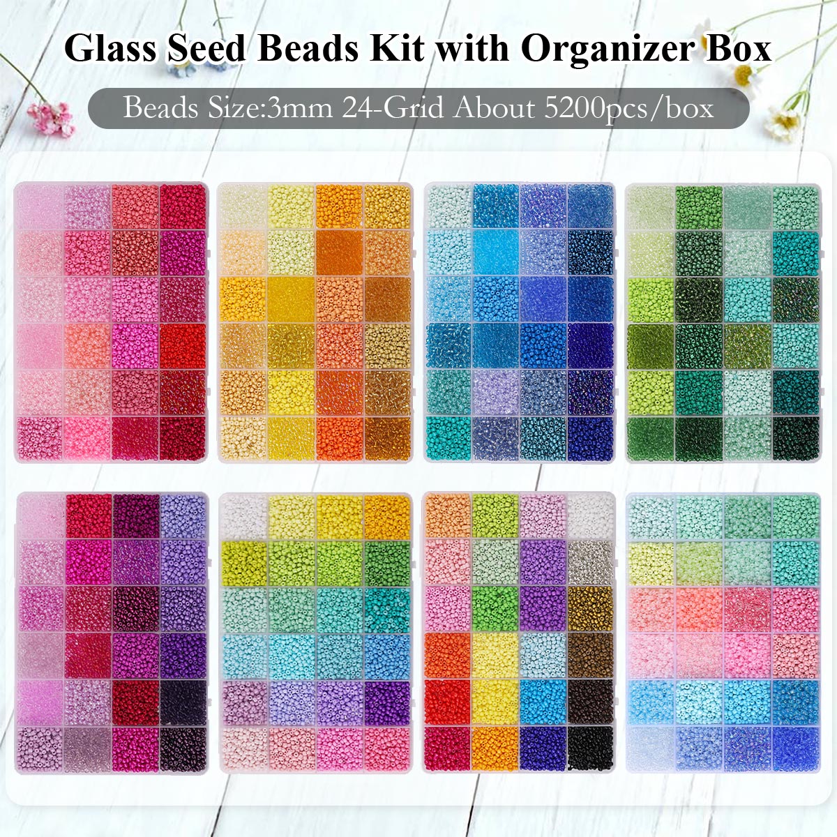 5200pcs 3mm Glass Seed Beads K - Jewelry Making Organizer Box ulasan dan harga
