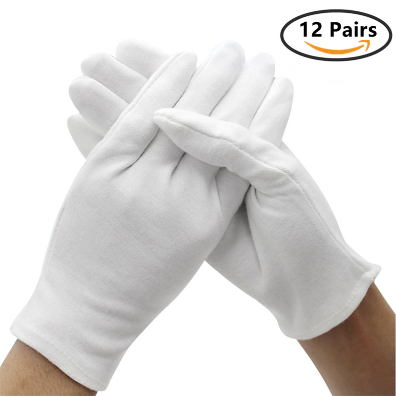 12Pairs White Cotton Work Glov - Jewelry Making Gloves ulasan dan harga