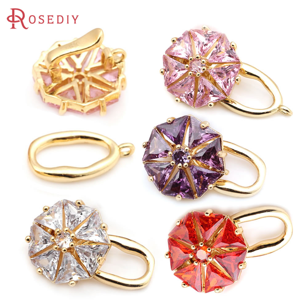 18K Gold Color Brass Zircon Fl - Jewelry Making Knots For Clasps ulasan dan harga