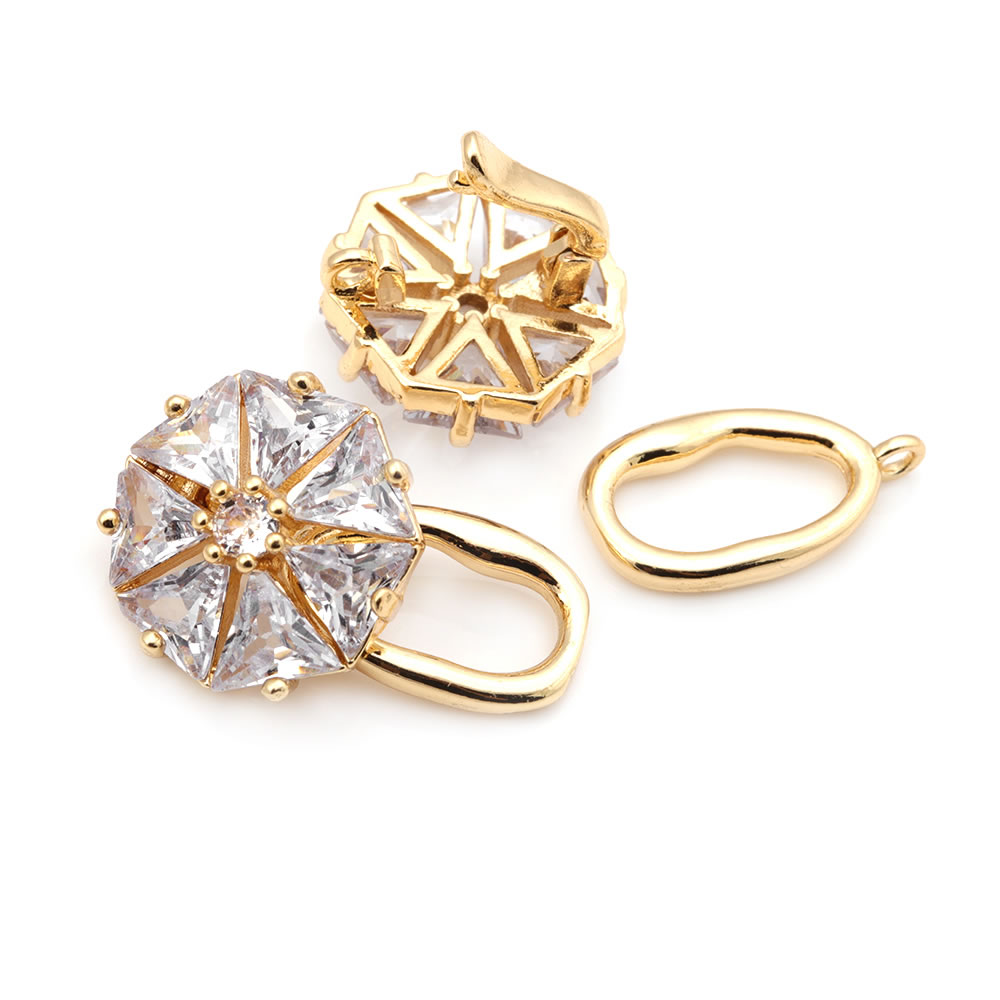 18K Gold Color Brass Zircon Fl - Jewelry Making Knots For Clasps ulasan dan harga