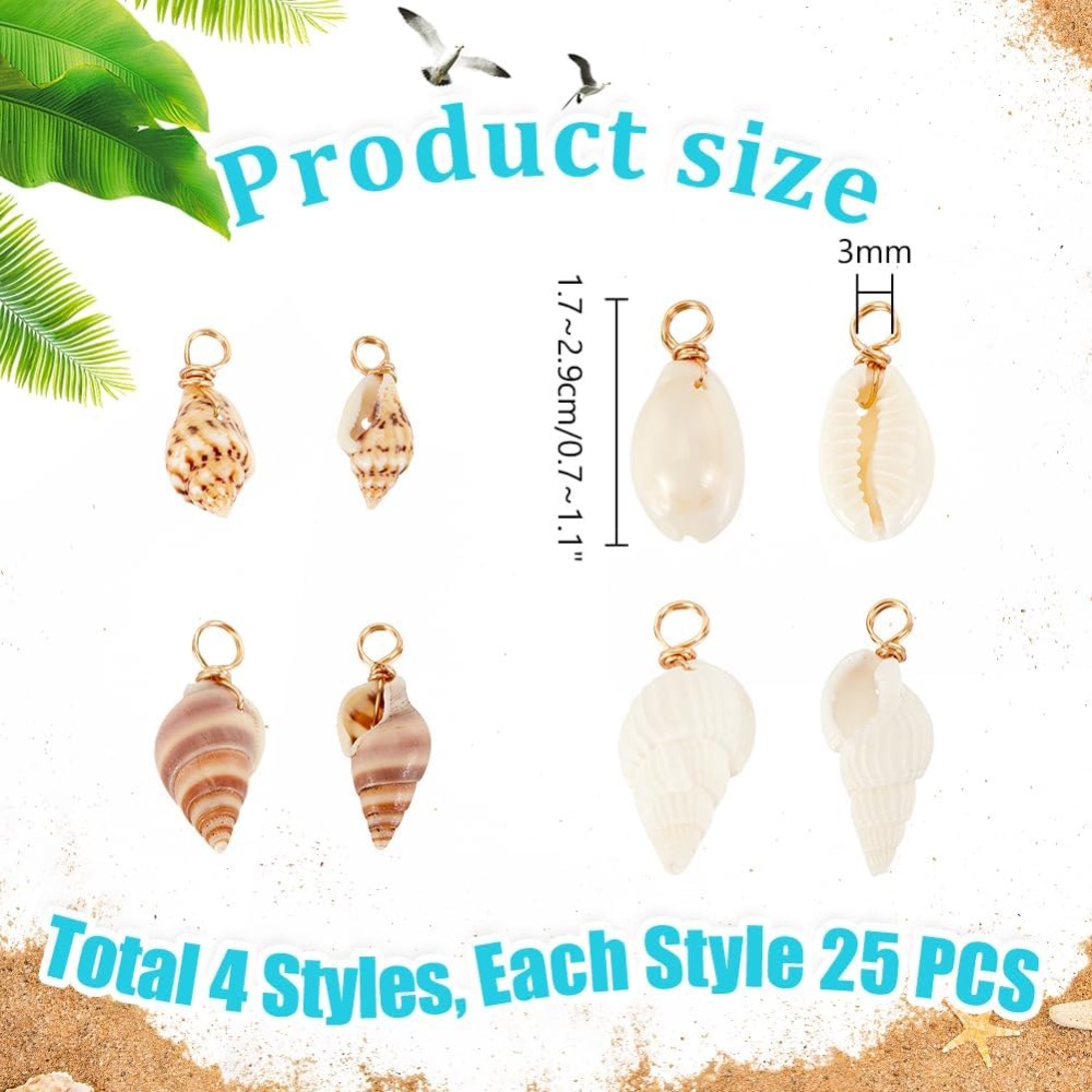 100pcs 4 Styles Natural Shell  - Jewelry Making Tutorial ulasan dan harga
