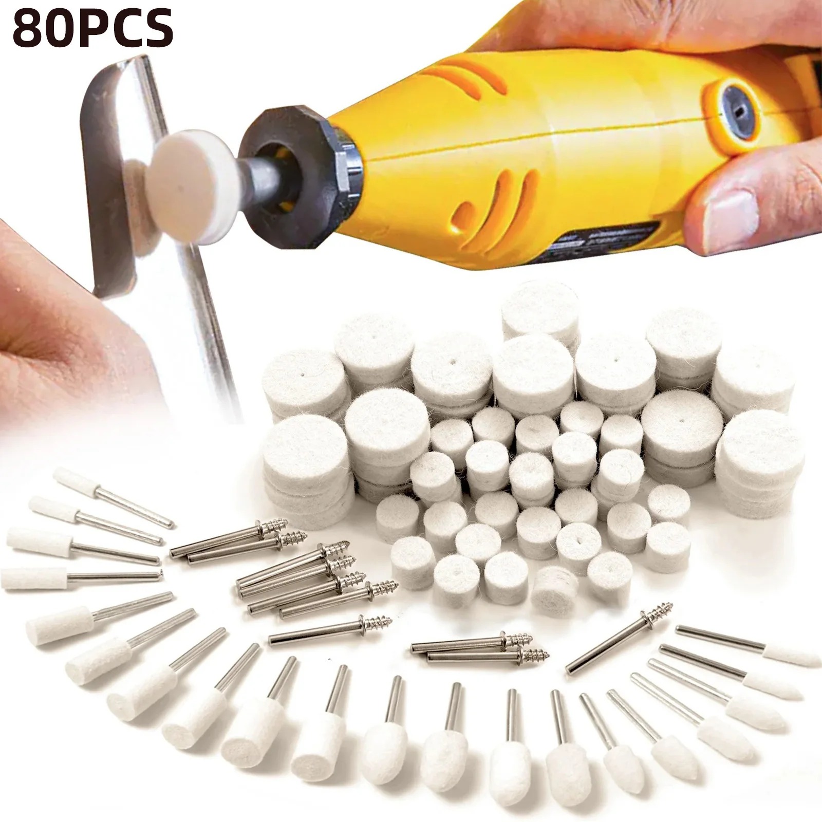 80PCS Wool Felt Buffing Wheel  - Jewelry Making Tools ulasan dan harga